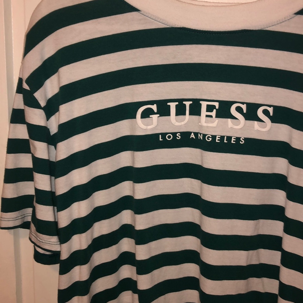 Guess Los Angeles stripped green and white Tee